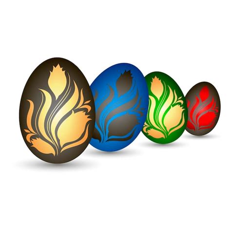 Huevos De Pascua Coloreados Con Motivos Florales Vector Premium