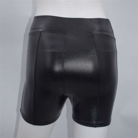 Women Sexy Stretch Hot Pants Clubwear PU Leather Wet Look High Waist Mini Shorts EBay