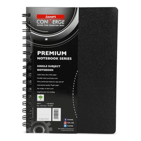 Luxor 5 Subject Notebook 70 Gsm Paper Single Ruled Pages 300