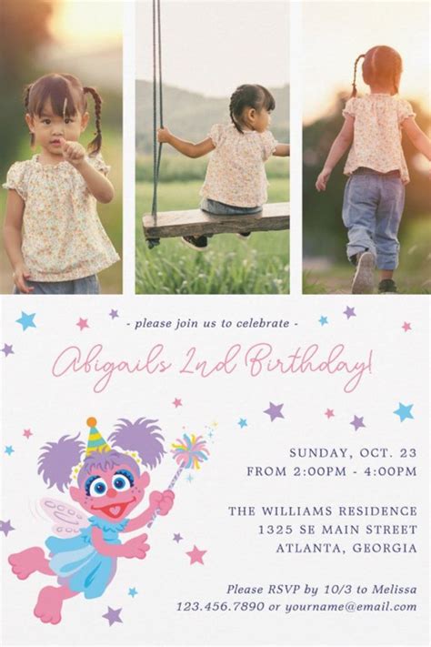 Sesame Street Abby Cadabby Photo Collage Birthday Invitation Zazzle