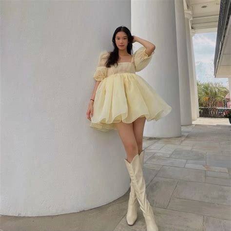 Brand New Selkie Yellow Puff Dress With Tags Prom Dresses Short