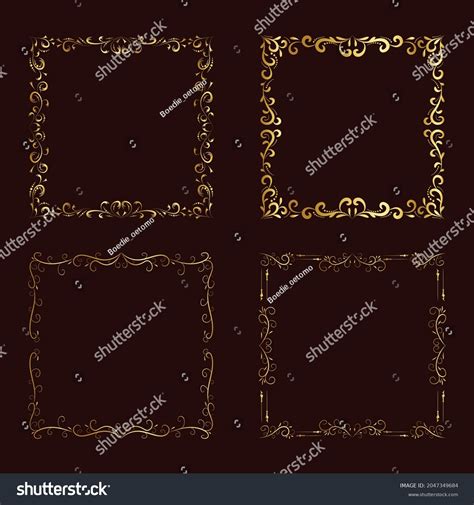 Golden Flower Border Frame Vector Design Stock Vector (Royalty Free ...