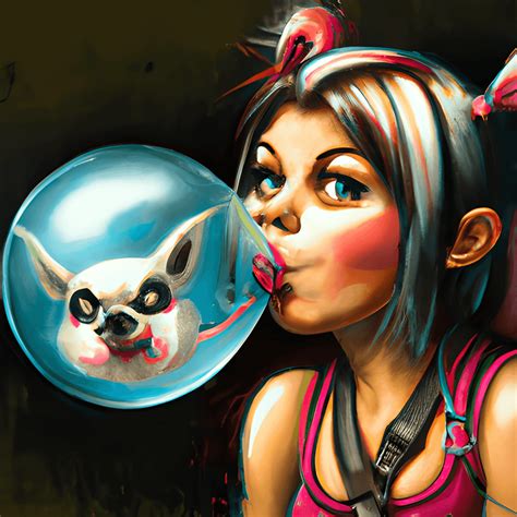 Harley Quinn Blowing Bubble Gum Bubble · Creative Fabrica