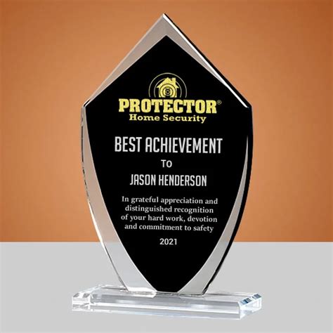 Black Crystal Shield Award Plaque | Shield Crystal Plaque Award