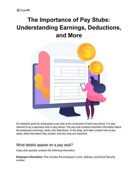 Ppt The Importance Of Pay Stubs Understanding Earnings Deductions