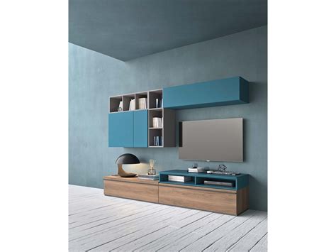 Parete Attrezzata In Laminato Materico Stile Design Living Mab Comp222 Mab