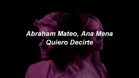 Abraham Mateo Ana Mena Quiero Decirte LETRA YouTube