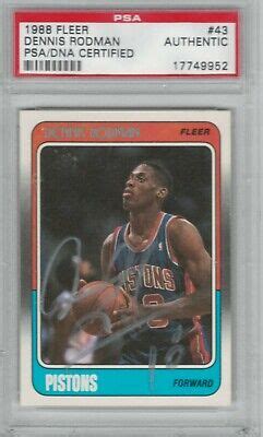 Dennis Rodman Signed 1988 Fleer Rookie Card 43 HOF PSA DNA EBay