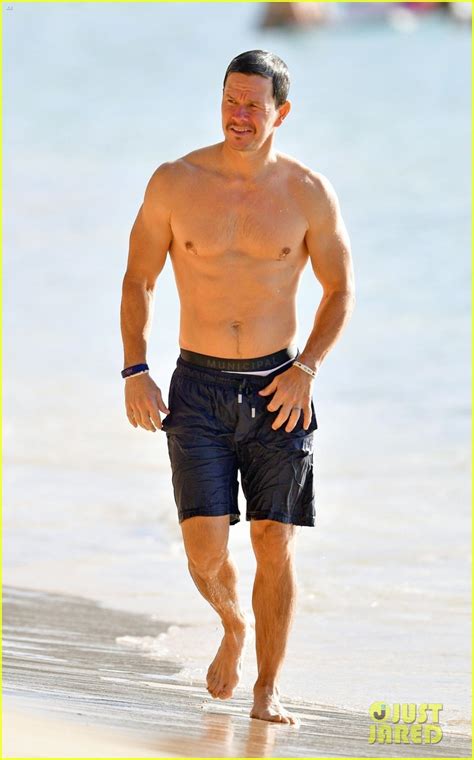 Mark Wahlberg Shows Off Major Abs During Barbados Beach Vacation Photo