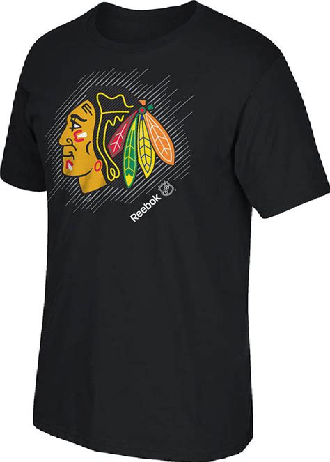 Chicago Blackhawks Black Frost Logo Short Sleeve T Shirt By Reebok