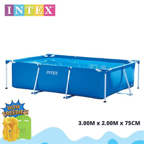 INTEX 28272 Rectangular Frame Pool 3.00M x 2.00M x 75CM With Free ...