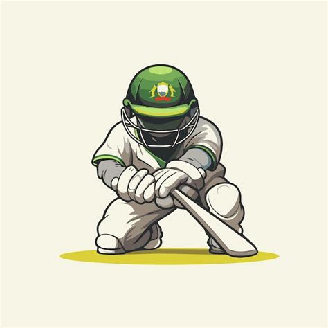 Joueur De Cricket Avec Bat Et Balle Illustration Vectorielle D Un