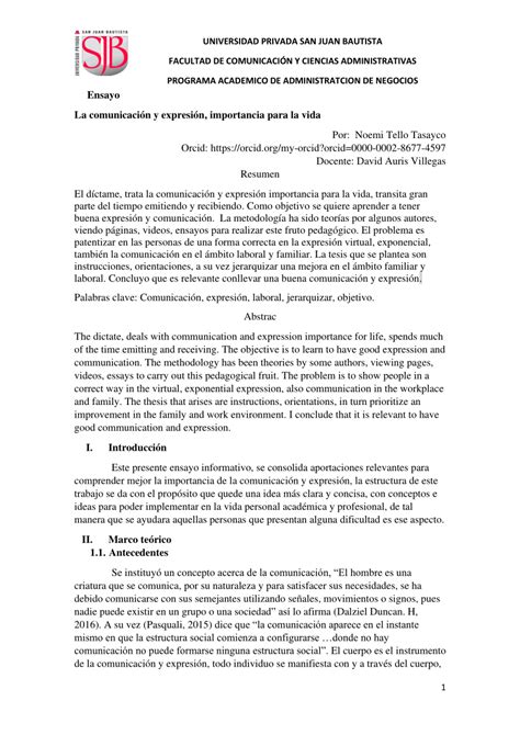 PDF Ensayo Comunicación y expresión importancia para la vida