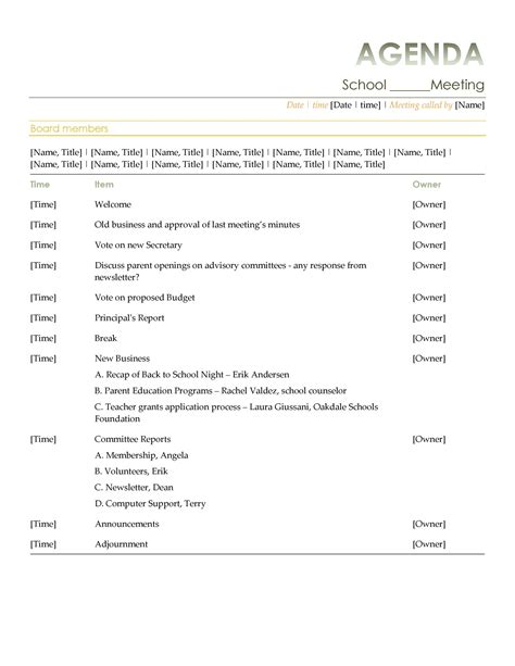 46 Effective Meeting Agenda Templates ᐅ TemplateLab