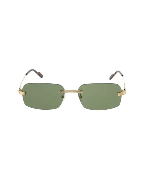 Cartier Rectangle Frameless Sunglasses In Green For Men Lyst