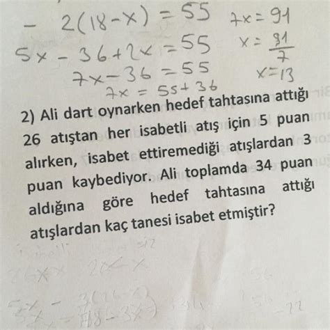 Bir bilinmeyenli denklem 7 Sınıf çok acil Eodev