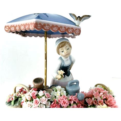 Lladro Flowers Of The Season Female Flower Cart Figurine 1454 Mint No