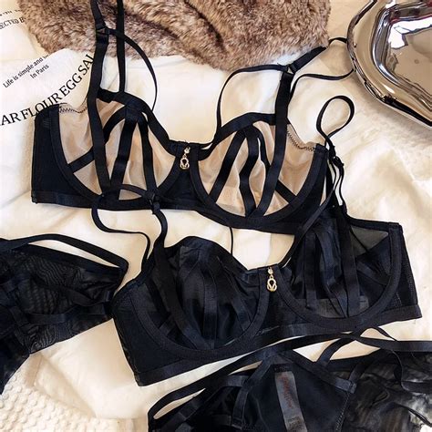 Lingerie Sexy De Malha Oca De Tiras Conjuntos De Calcinha Ultrafinos Roupas Ntimas De Tamanho