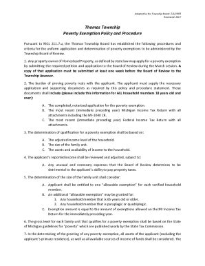 Fillable Online Poverty Exemption Policy And Procedure Fax Email Print