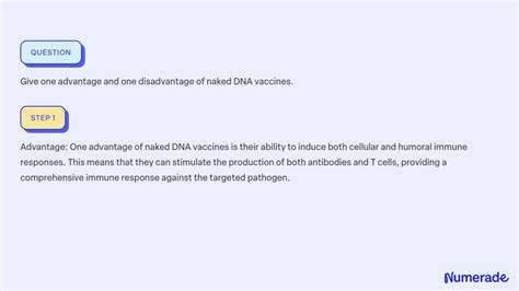 SOLVED Give One Advantage And One Disadvantage Of Naked DNA Vaccines