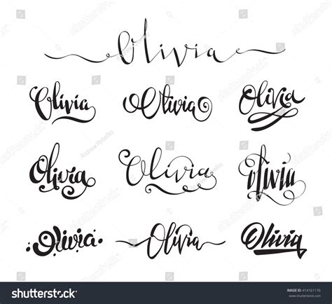 Personal Name Olivia Vector Handwritten Calligraphy Stock Vector