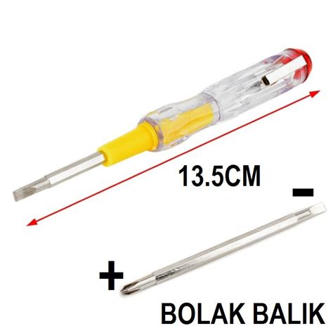 Jual M10 Test Pen Bolak Balik Obeng Ganda Plus Minus Bb Led Nyala