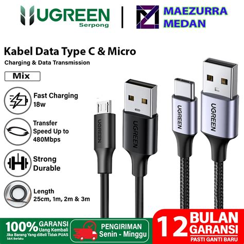 Jual Ugreen Kabel Data Usb Type C Micro Fast Charging Original Max