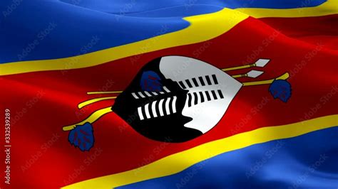 Swaziland Flag Closeup 1080p Full HD 1920X1080 Footage Video Waving In