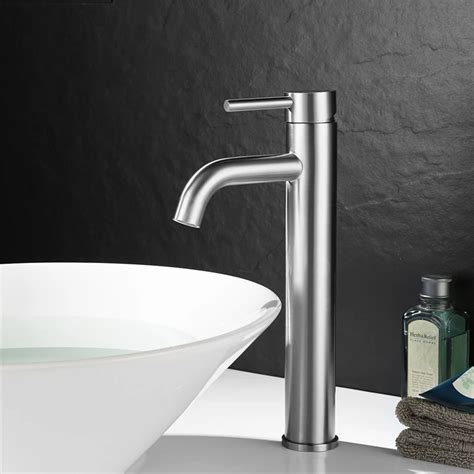 Sus Stainless Steel Faucet Bathroom Brushed Washbasin Mixer Wash Basin Hot And Cold Counter