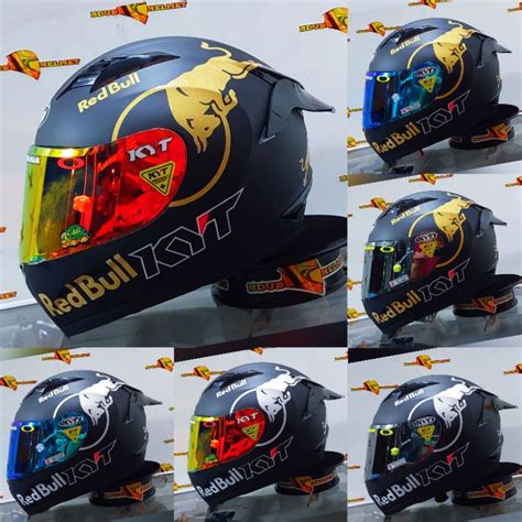 Jual Helm Full Face Kyt R10 Black Doff Itam Doff Red Bull Original Helm