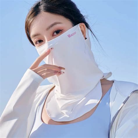Summer Sun Protection Mask Riding Sun Shade Anti-Uv Ice Silk Face Scarf ...