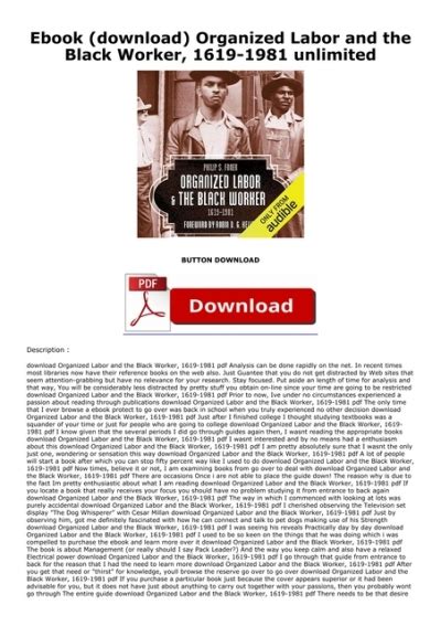 Ebook Download Organized Labor And The Black Worker 1619 1981 Unlimited