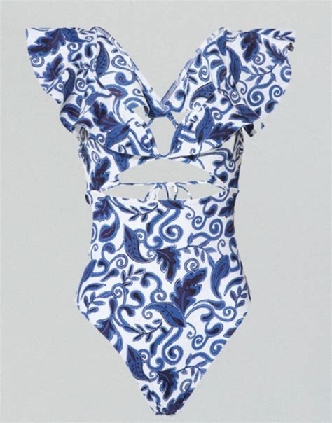 Venita Aspen S Blue And White Paisley Bikini