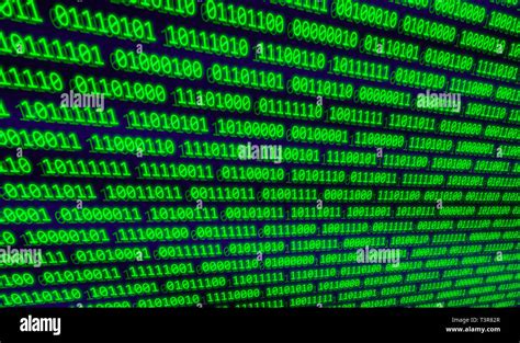 Illustration of bits of binary computer code organised into bytes ...