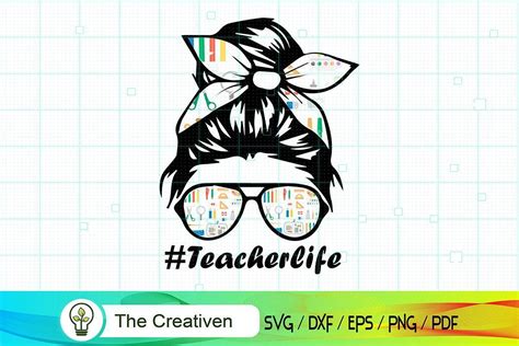 Messy Bun Teacher SVG