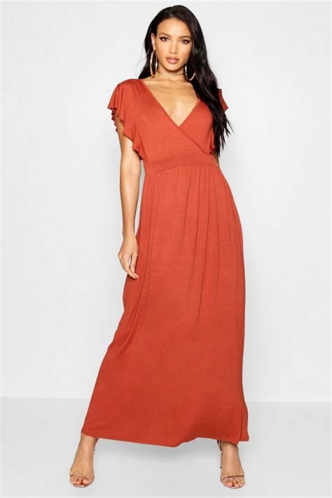 Ruffle Sleeve Tie Back Maxi Dress Boohoo