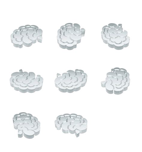 Set Of Science Icons Various Perspectives On Metallic Brain And