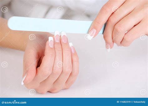 Female Polishing Her Fingernails Stock Image Image Of Preparation