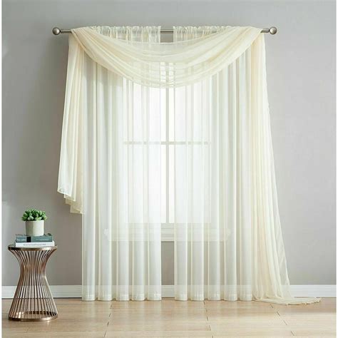 Empire Home Ivory 216 Long Sheer Curtain Valance Window New