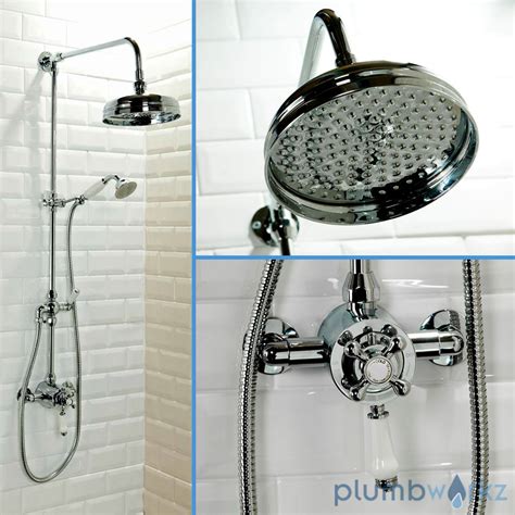 Traditional Bathroom Mixer Shower Exposed Round Chrome Thermostatic