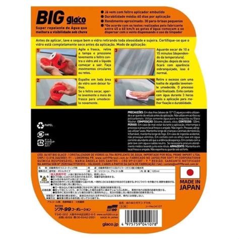 Repelente De Gua Big Glaco Soft Cristalizador Vidro Ml Prote O