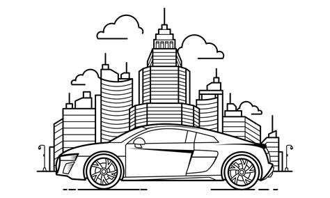 Sport Car Outline Design for Drawing Book Style three 3221410 Vector ...