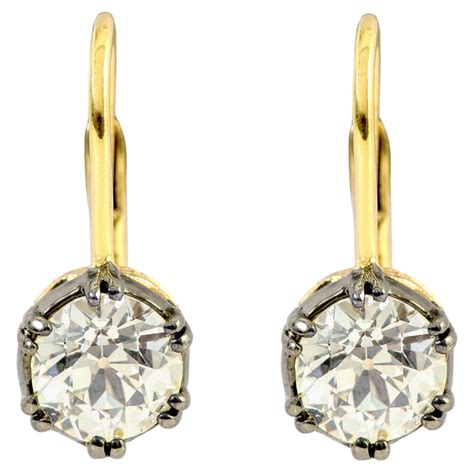 306 Carat Old European Cut Diamonds Gold Platinum Drop Earrings For