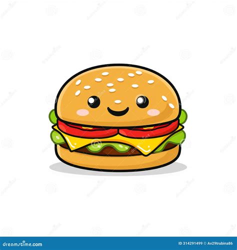 Cute Smiling Burger Cartoon Happy Burger Stock Illustration - Illustration of emotion, cheerful ...