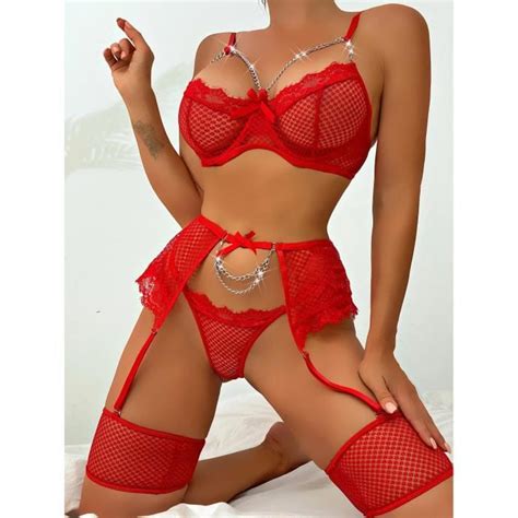 Ensemble De Lingerie Sexy En Dentelle Pour Femmes Soutien Gorge Et