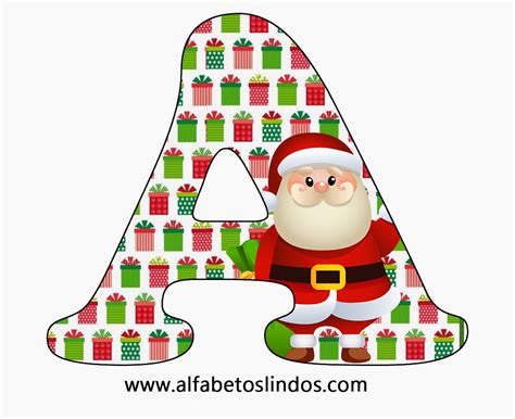 Alfabeto Decorativo De Natal Papai Noel Lindo Alfabetos Lindos