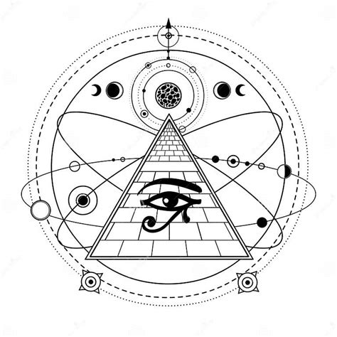 Animation Monochrome Drawing Symbol Of Egyptian Pyramid Eye Of Horus