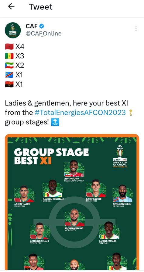 Nigerian Reacts After Seeing Caf Afcon 2023 Group Stage Best Eleven