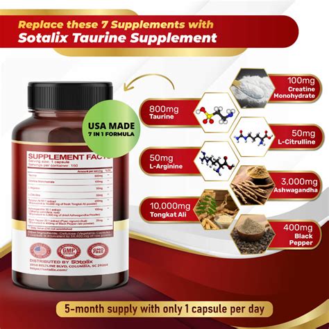 SOTALIX Supplement Taurine 14 400mg With Creatine L Arginine L