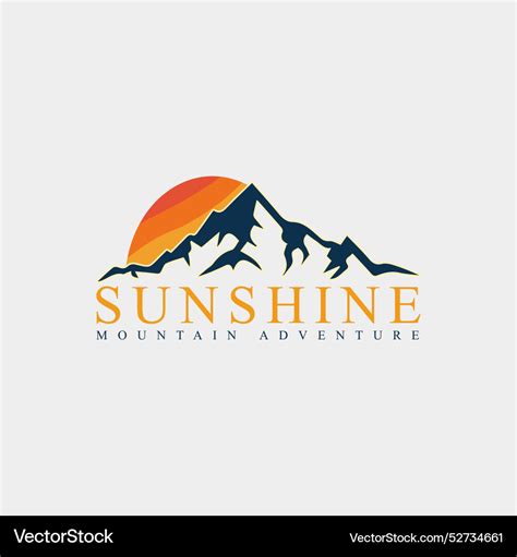 Sunshine Mountain Adventure Logo Design Royalty Free Vector